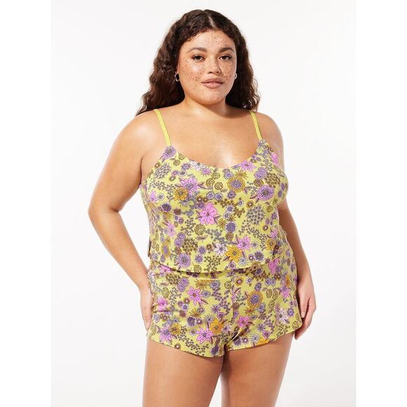 Savage Fenty Women’s Pajama Intimates Set Yellow Floral Set Size XL - Picture 1 of 7